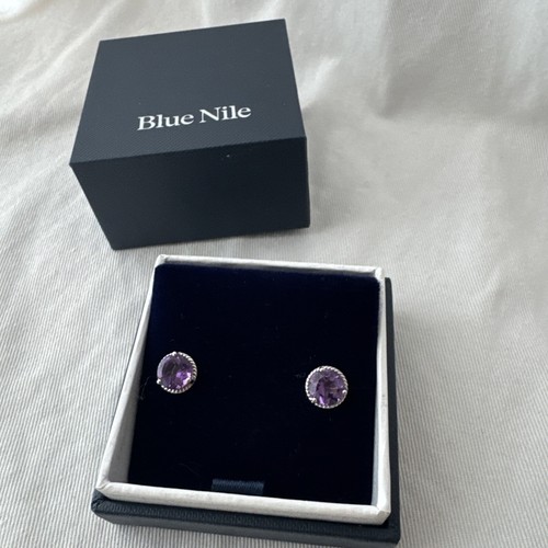 Blue Nile Amethyst Studs *Brand New* Silver Rope Classic Stud Closure - Picture 6 of 8