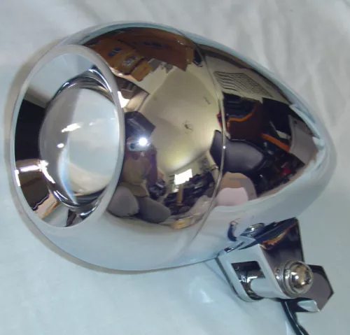 T-6 Billet Alum. Harley -Custom Bikes "Projection" Headlight 4.5" Single