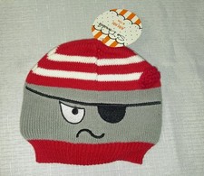 nwt infant girls gray/red octopus knit winter hat