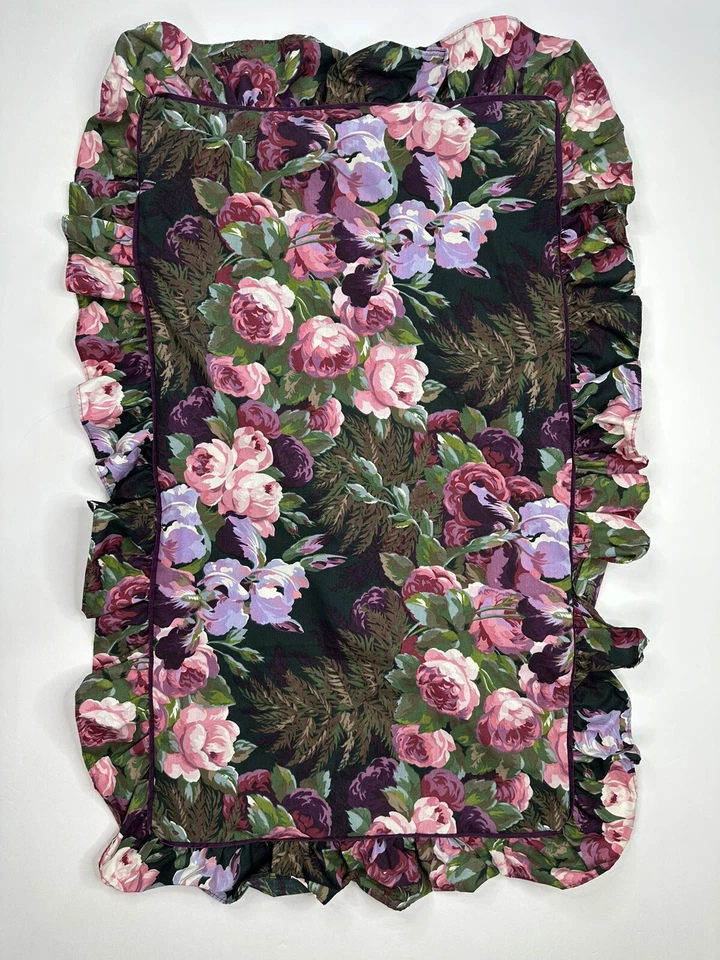 Atelier Martex Enchante Púrpura Rosa Floral King Par Almohada Fundas Volantes Dobladillo Foto 2 de 4