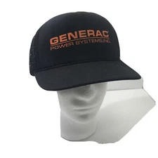 Vintage VTG Generac Power System Generator Snapback Hat Cap Black Orange Nissin