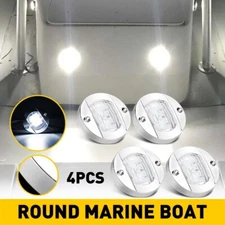 4x Round Marine Boat LED Stern Lights Waterproof White Cabin Deck Courtesy Light