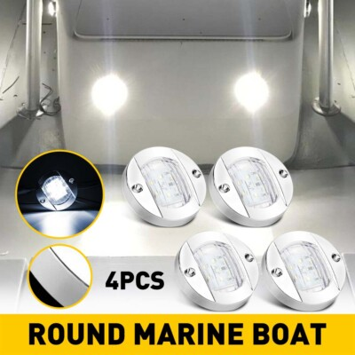 #ad #ad 4x Round Marine Boat LED Stern Lights Waterproof White Cabin Deck Courtesy Light $13.99