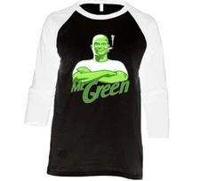 Mr Green Weed Smoking Mr Clean Parody Raglan 3/4 Sleeve Shirt