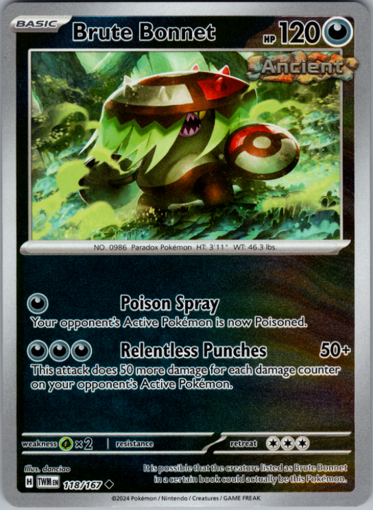 brute bonnet pokemon card (JP) Set Terastal 123/182 / Rare Card Type / HP / Stage Some cards are built different.