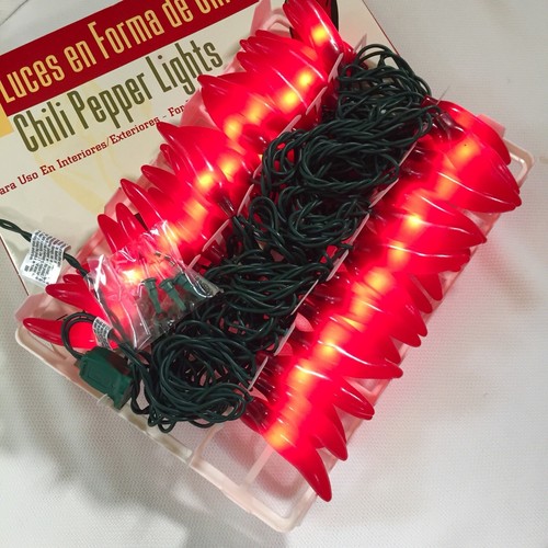 50 Indoor Outdoor Plastic Red Chili Pepper Party String Lights Decor - Picture 2 of 9