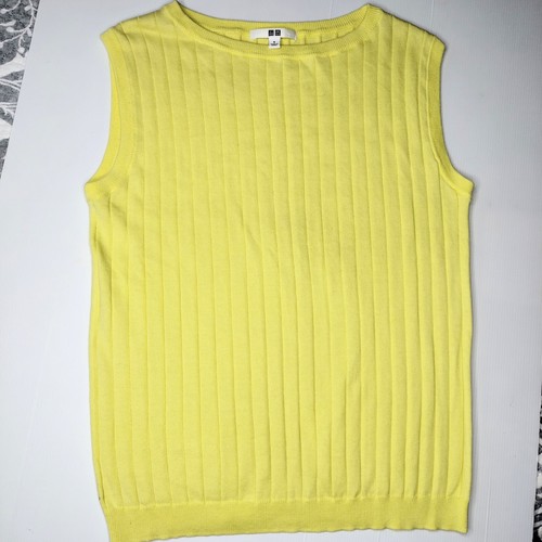 Uniqlo Cotton Knit Ribbed Butter Yellow Top Or Vest Size Small