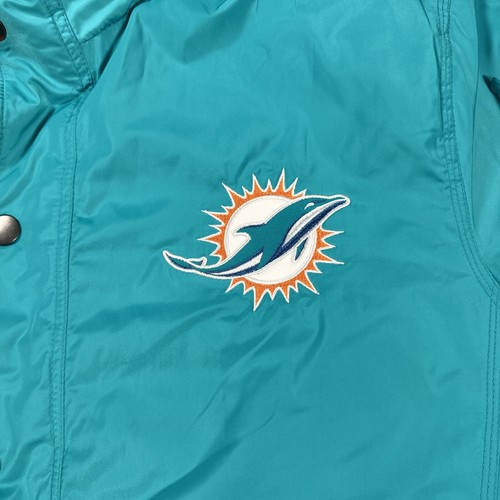 Vintage 90s Miami Dolphins NFL Jacket Parka Full Zip Dan Marino Size Large USA - Picture 2 of 13