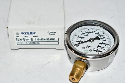 #ad NEW Stark Industries 23B 10K Pressure Gauge 10000 PSI 2 1 2#x27;#x27; 1 4#x27;#x27; NPT $30.98