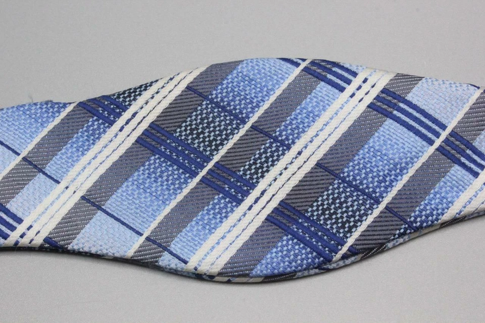 STACY ADAMS Adjustable Silk Bow Tie. Blue with Silver Plaid. - Image 2 of 3