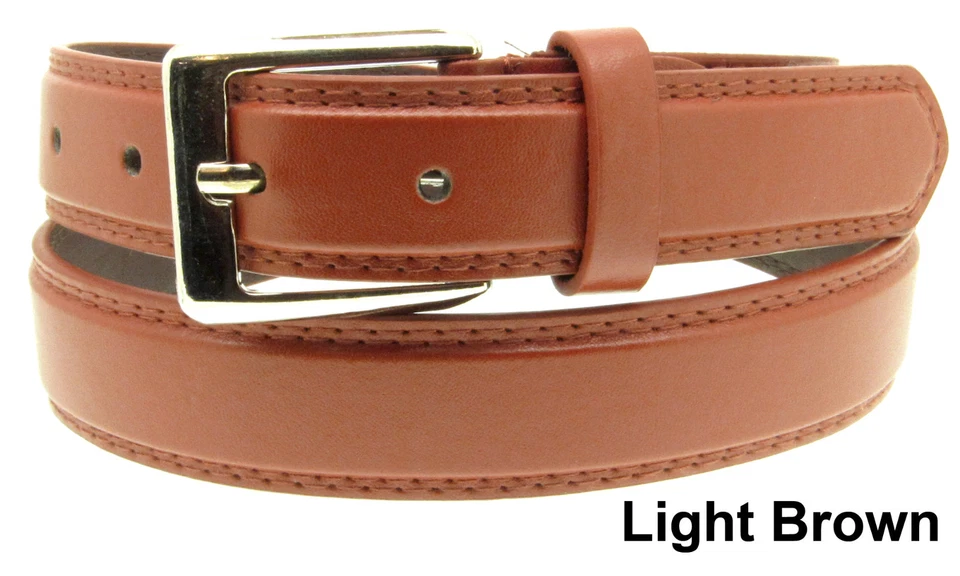 KIDS CHILDREN STITCHED LEATHER BELT Silver Belt Buckle Boys Girls S M L XL - Image 4 of 4