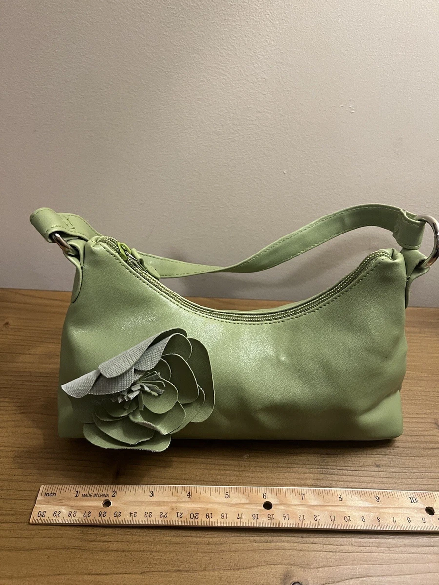 Chartreuse Clutch Handbag Purse 3D Flower