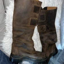 Tuffa Brown Leather Pull On Tall Equestrian Riding Boots Womens Size 37 EUR