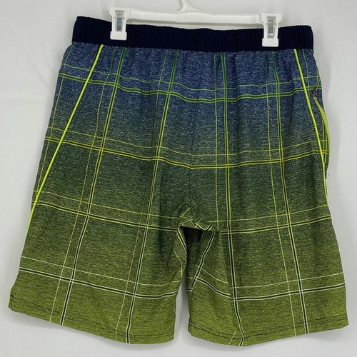 Zeroxposur Mens Large Swim Trunks Shorts Blue Green Yellow Plaid Hook Loop Fly - Picture 5 of 7