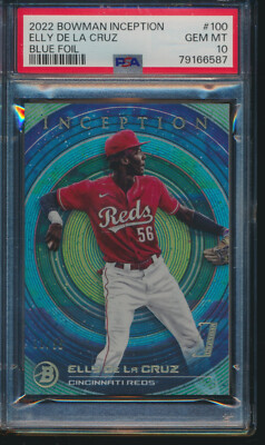 PSA 10 ELLY DE LA CRUZ 2022 Bowman Inception BLUE FOIL #/99 REDS