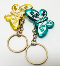 Lovely Butterfly Key Tags Yellow and Light Blue Free Shipping from Sri Lanka