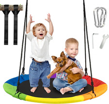 40 Inch Saucer Tree Swing for Kids Outdoor,Disc round Swing with Waterproof Text