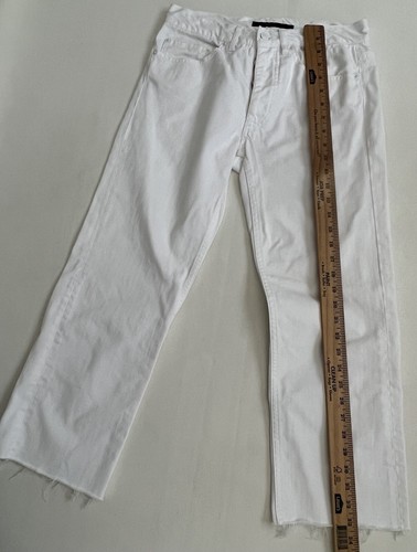 Marc Jacobs weiße Jeans Straight Leg Raw Hem Denim Mid Rise Gr. 30X34 Damen RAR - Bild 8 von 21