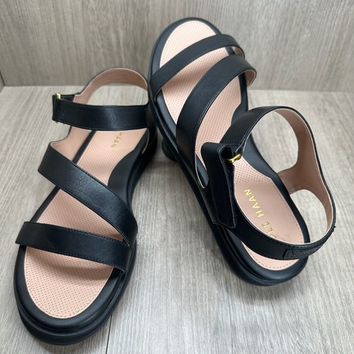Cole Haan Grand360 Mirabelle Sandals Women Sz 8.5B Wedge Leather Slingback Black - Picture 6 of 10