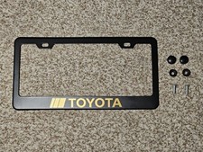 Toyota Retro Stripe Gold Black Stainless Steel License Plate Frame