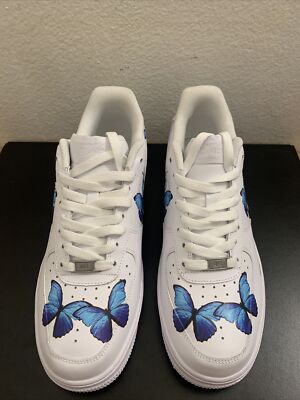 Nike Air Force 1 Custom Blue Butterfly Shoes 315122-111 Men  display picture 2