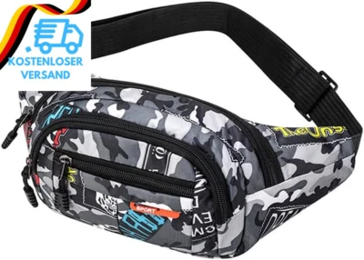 RMEET Gürteltasche,Camo Wasserdicht Bauchtasche Camouflage Hüfttasche Nylon Geldgürtel