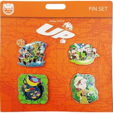 Disney World Up Pixar 4 Pin Set Trading Badge Carl Ellie Russell Dug Store Parks