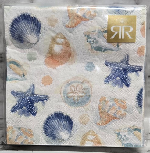 Nautical Themed Paper Beverage Napkins Lot of 6 Square 40 Each Shells Fish... - Picture 5 of 11