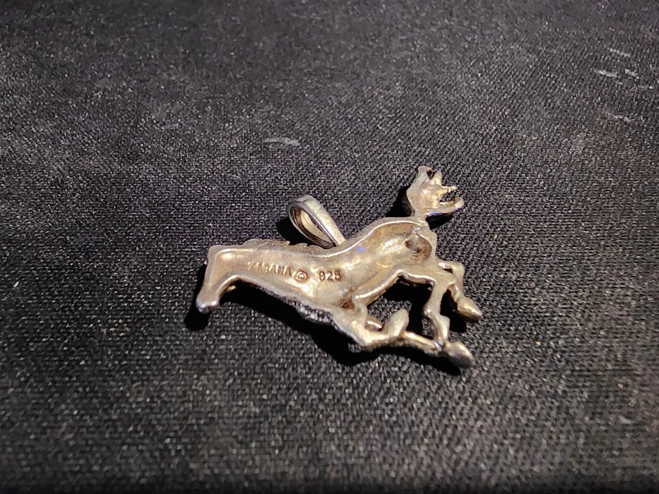 Vintage Kabana 925 Sterling Silver Pavé Large Running Arabian Horse Pendant - Image 2 of 3