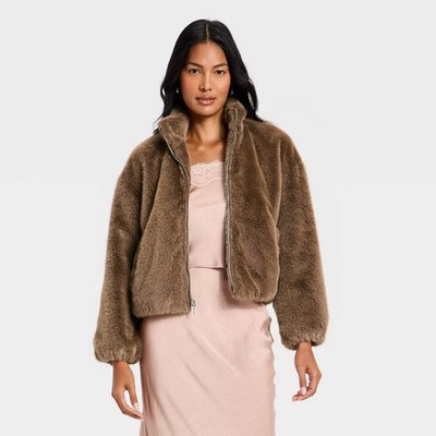 Women Faux Fur Zip-Up Jacket - A New Day | eBay