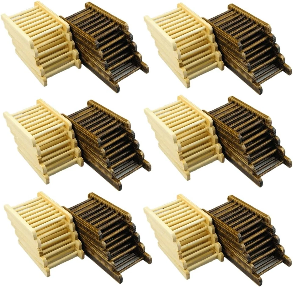 Bamboo Wood Soap Dish Set - 60 Piece Bathroom Accessories - Image 3 of 4