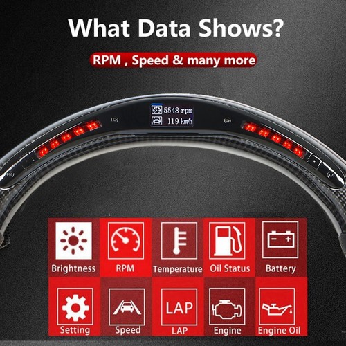 AKLOSIPY LED Lights Carbon Fiber Steering Wheel With Real-Time Data Display For - Picture 16 of 24