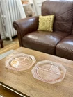 2 Pink Depression Glass Plates 9.5” Square Madrid Pattern Vintage Antique