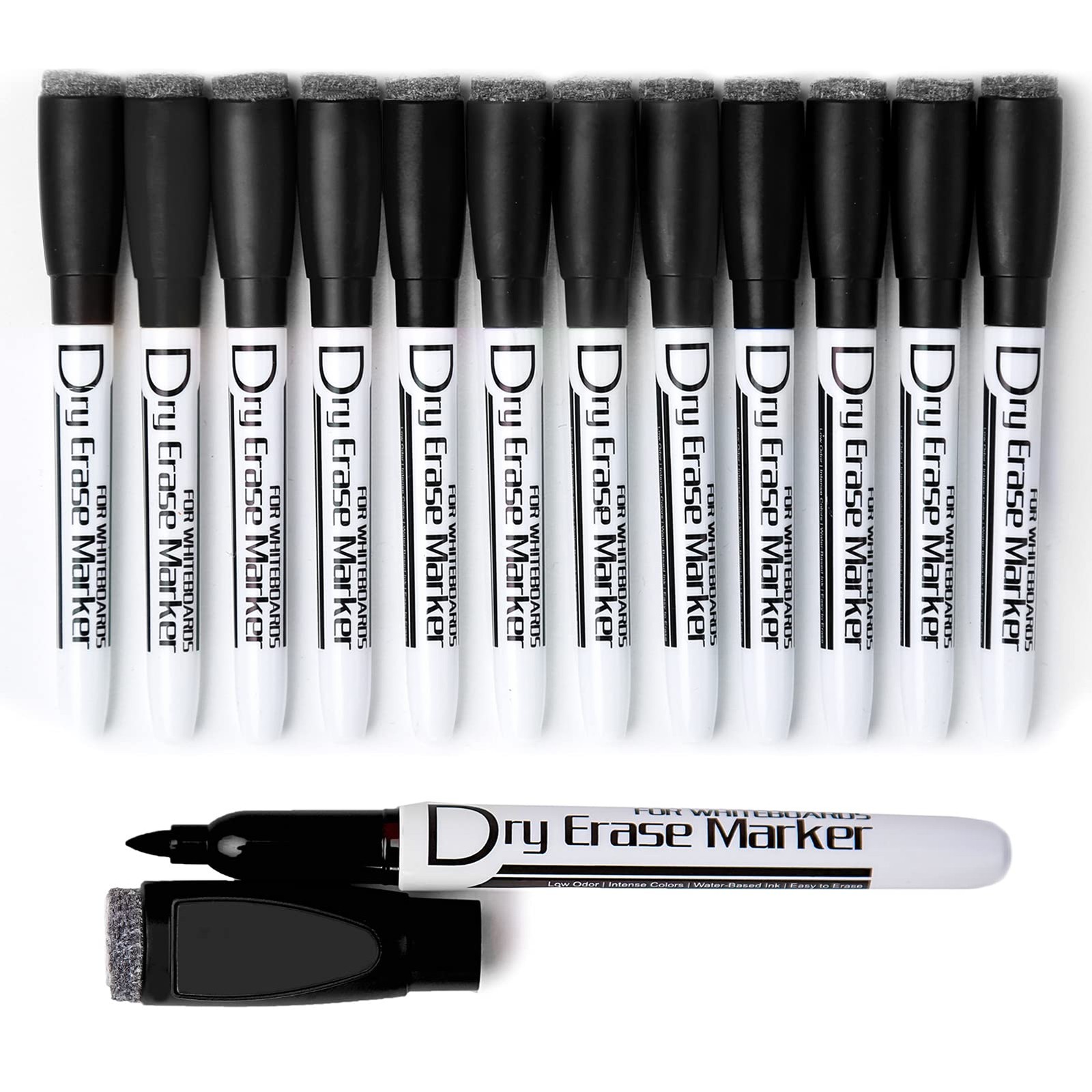 With Eraser Low Odor Fine Tip Whiteboard Pens Pack...