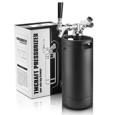 128oz Growler Tap System, Pressurized Stainless Steel Mini Keg with Cooler Ja...