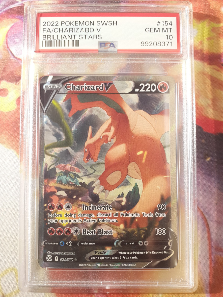 🔥Pokemon Charizard V Brilliant Stars Full Alt Art #154 PSA 10 Gem