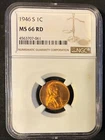 1946 S Lincoln Wheat Cent NGC MS66 RD