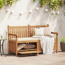 Garden Storage Bench Brown 150 x 60 x 90 cm Solid teak wood vidaXL