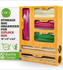 Ziplock Bag Organizer together with Foil and Plastic Wrap Dispenser with Cutter