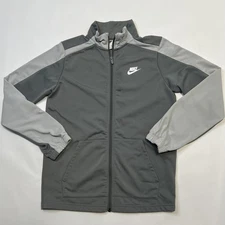 Nike Jacket Youth Boys  XL Gray Full Zip Athletic Track Windbreaker Swoosh