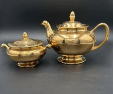 Vintage Homer Laughlin Eggshell Nautilus 22K Gold Teapot Lidded Sugar Bowl