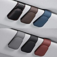 Universal Magnetic Car Sun Visor Glasses Holder Leather Eyeglass Clip Organizer