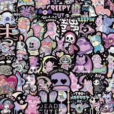50PCS Random Cute Gothic Pastel Skull Skeleton Waterproof Vinyl Stickers