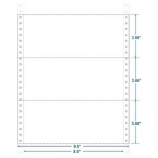 9-1/2" x 3-2/3" (W x H) Continuous 20# Computer Paper, Blank-Standard