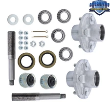 Set of 2 Trailer Axle Kits 4 on 4" Bolt Idler Hub & 1"Round BT8 Spindle 2000LBS