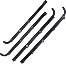 Front Inner & Outer Car Window Sweep Felt Trim Seal Weatherstrip Kit Black 