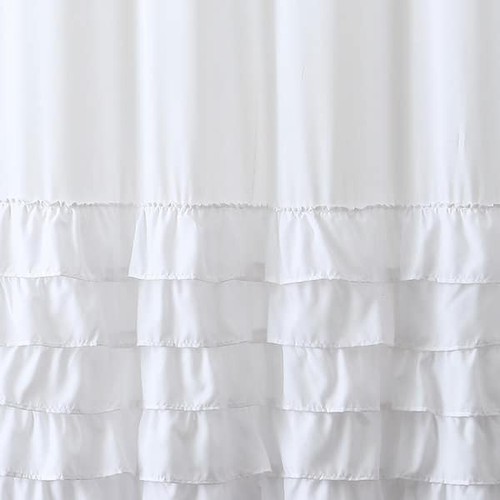 Melanie Ruffled Tier Solid 72 in. W x 72 in. L Polyester Shower Curtain White - 第 5/5 張圖片