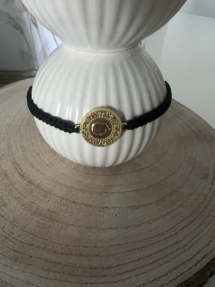 Ceyrek Bileklik|Armband| vergoldet|Altin Kaplama-Atatürk Münze|Makramee Schwarz - Bild 2 von 4