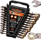 12PC Metric Flex-Head Ratcheting Wrench Set 8-19 mm Ratchet Combination Wrenches