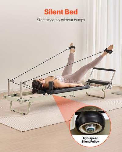 VEVOR Foldable Pilates Reformer Pilates Machine Home Gym Equipment Resistance - Picture 4 of 12